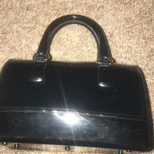 ALL BLACK PURSE WITH SMALL PEICES OF GLITTER